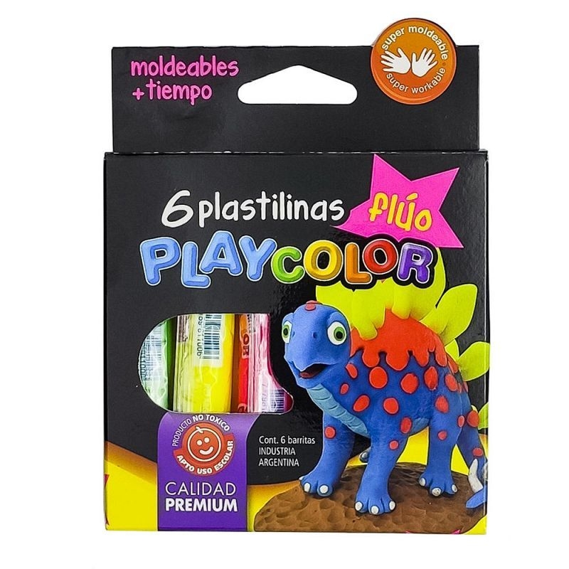 PLASTILINA PLAYCOLOR X 6 FLUO