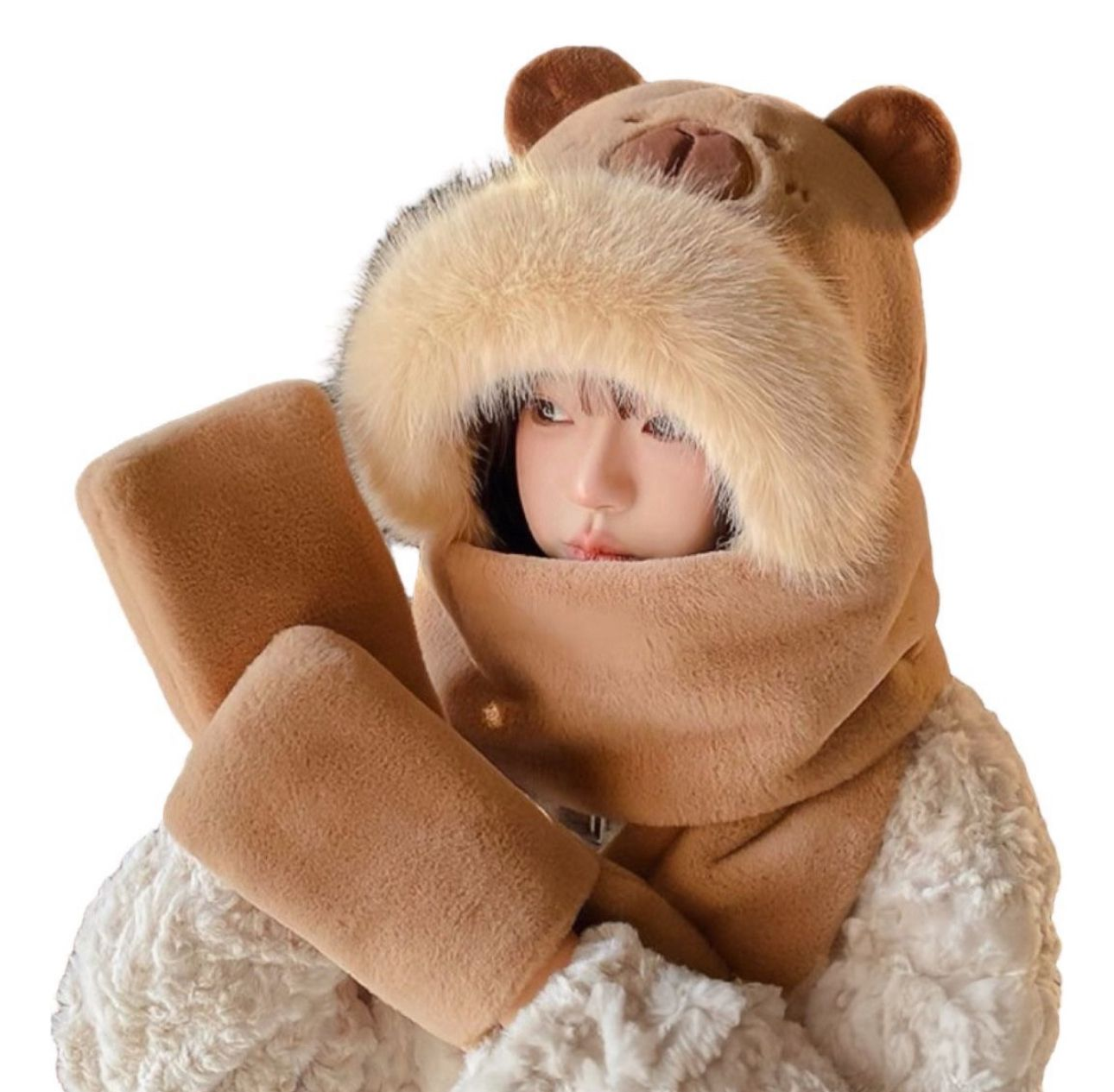 gorro set de tres con bufanda y guantes