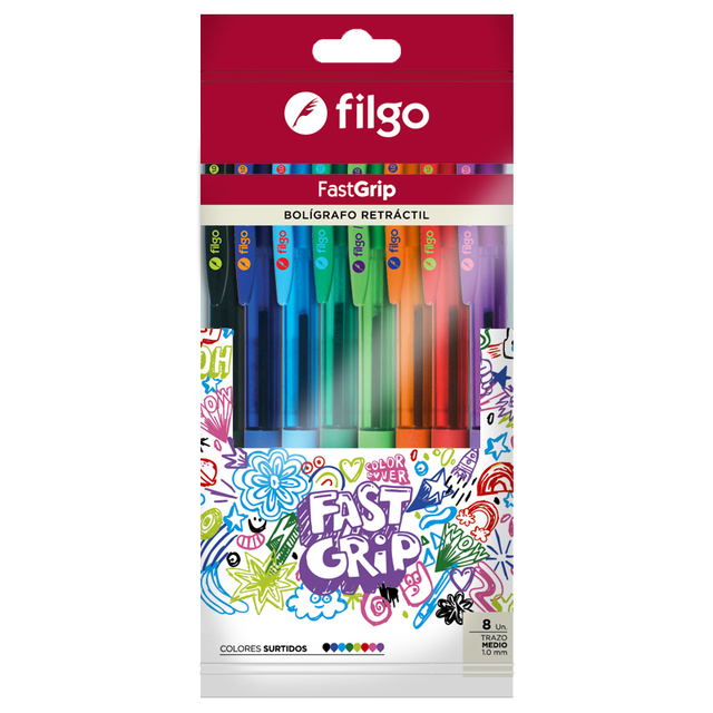 BOLIGRAFO FILGO FAST GRIP X 8 COLORES