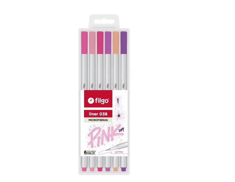 Microfibra LINER 038 0.4 / Estuche 6 pink up! filgo