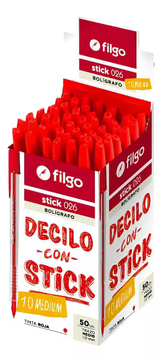 Bolígrafo STICK 1.0 / Caja 50 rojo filgo