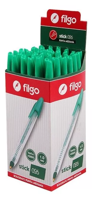 Bolígrafo STICK 1.0 / Caja 50 verde filgo