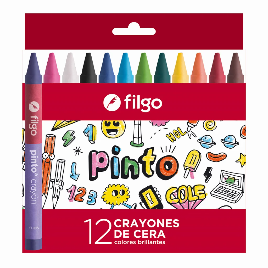 Crayones de cera PINTO / Estuche 12 surtido filgo