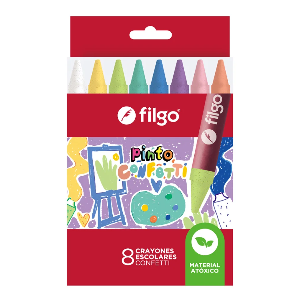 Crayones de cera PINTO / Estuche 8 confetti filgo