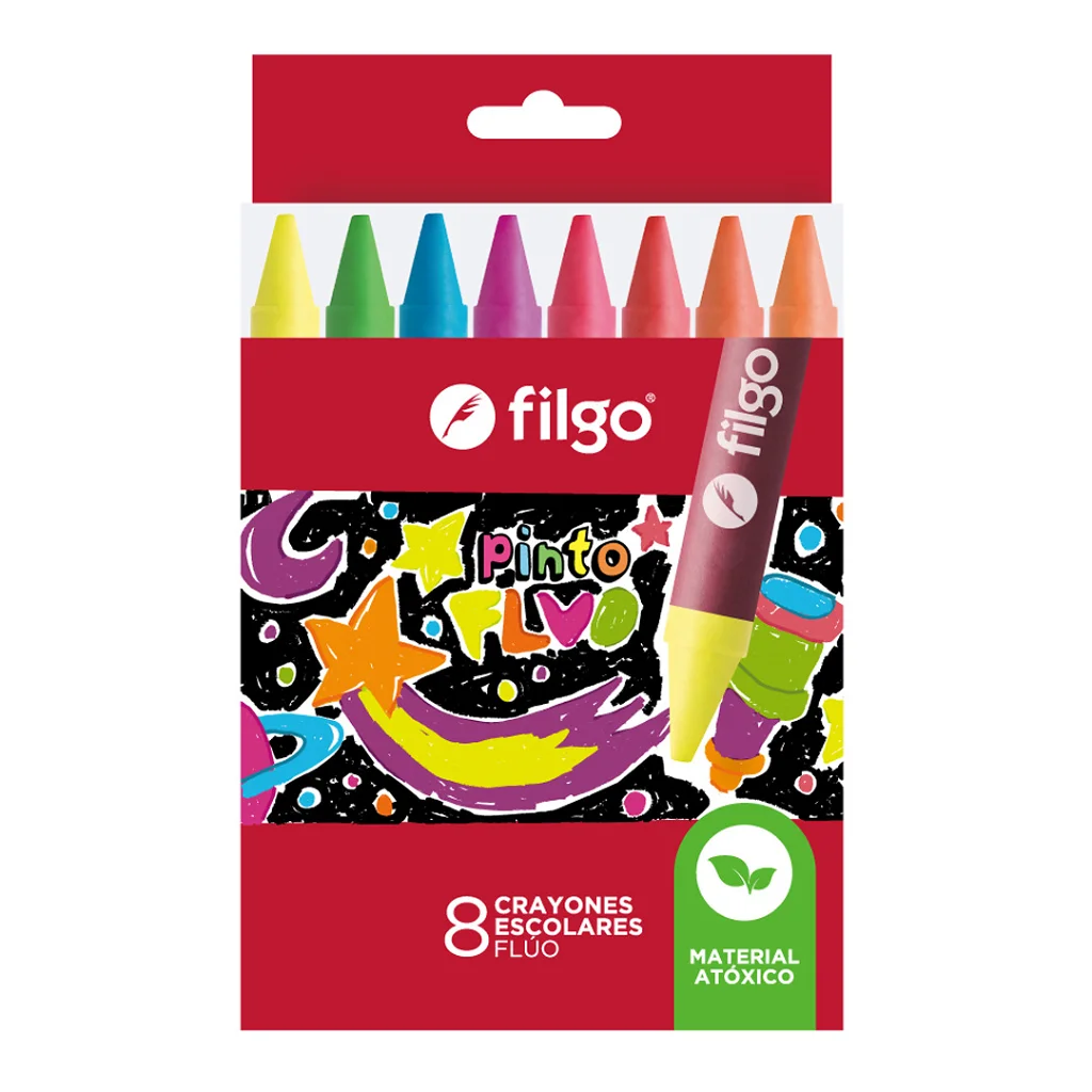 Crayones de cera PINTO / Estuche 8 fluo filgo