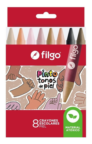 Crayones de cera PINTO   Estuche 8 tonos de piel filgo