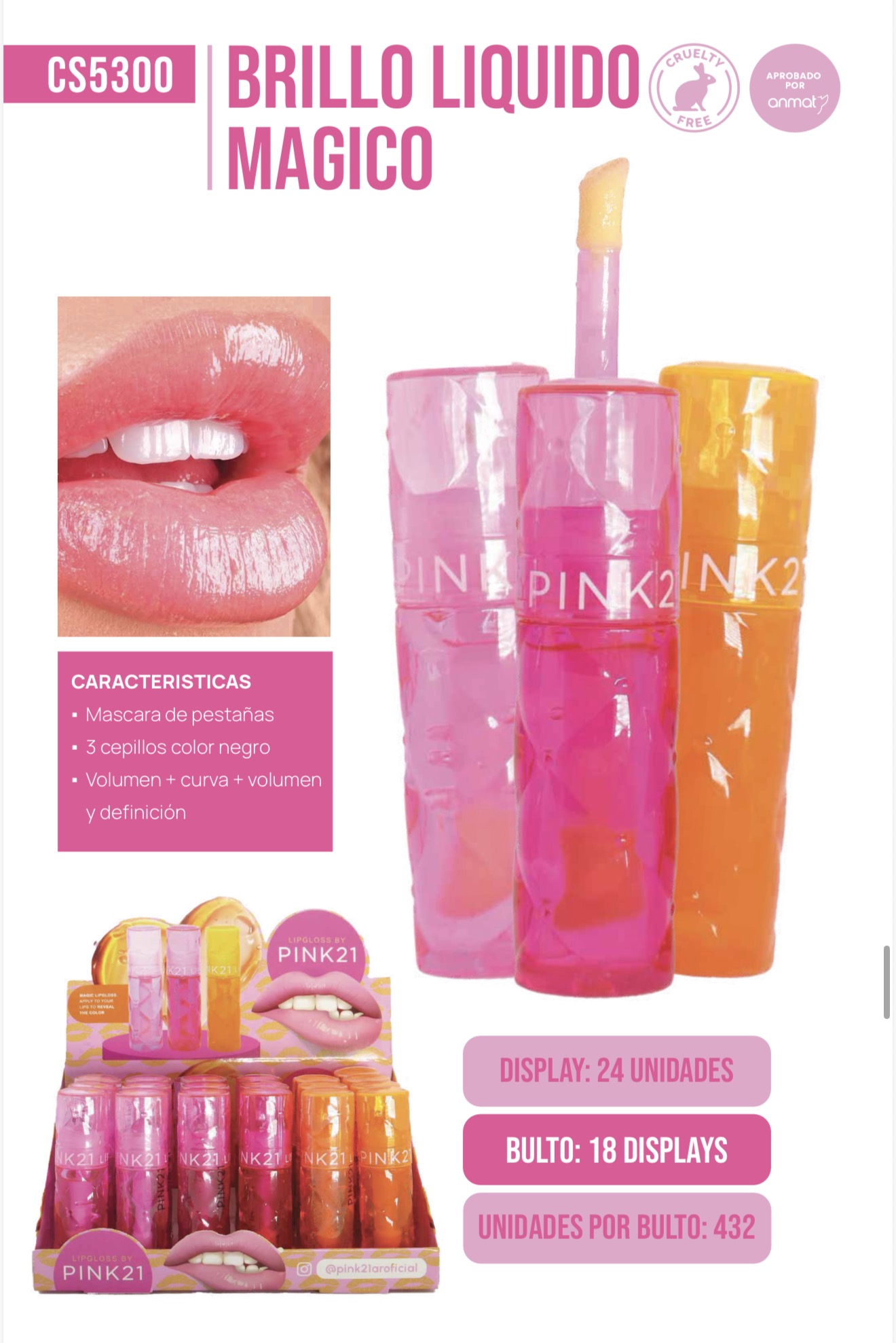 labial brillo liquido magico pink cs5300