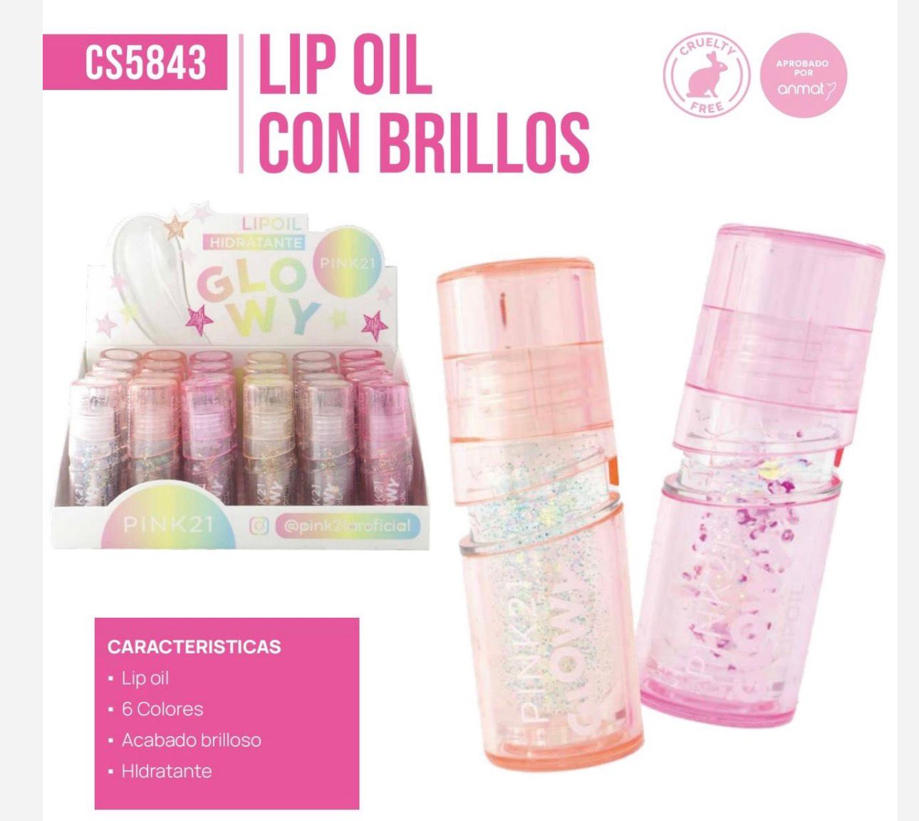 lip oil con brillo pink21 cs5843