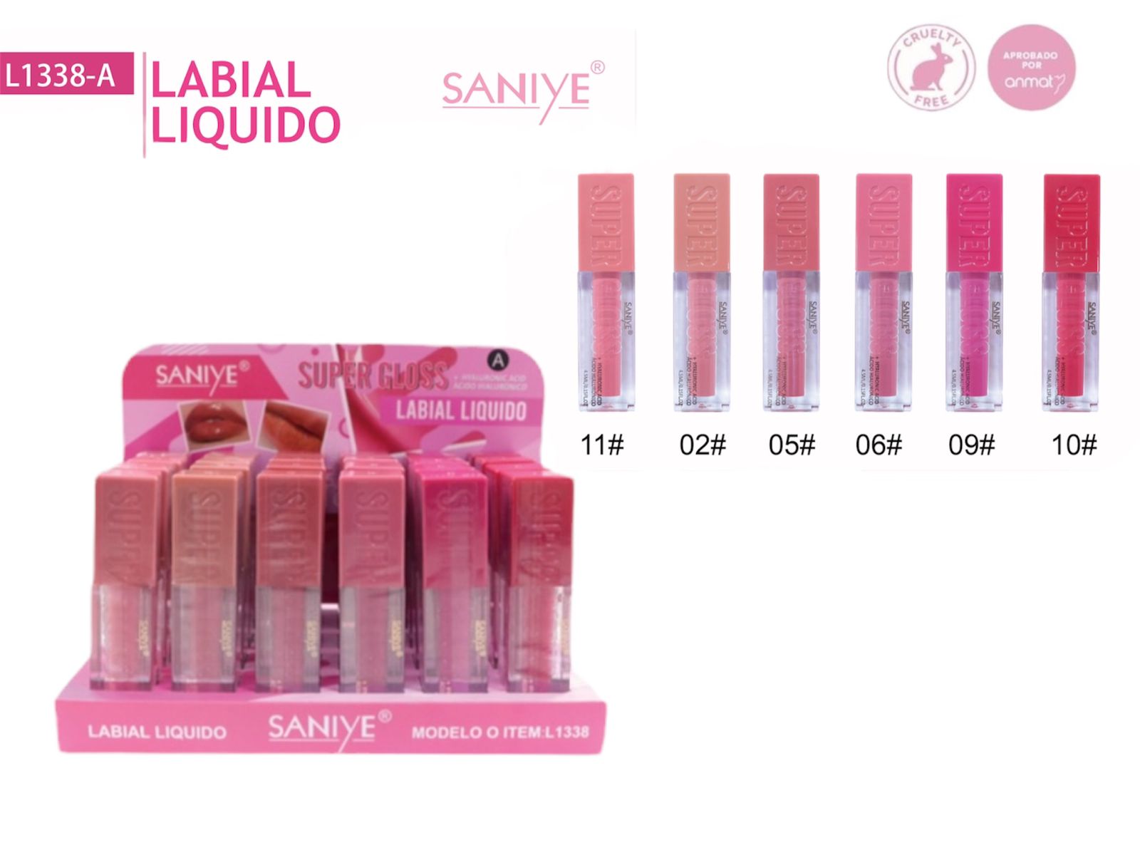 super gloss labial liquido saniye  l1338